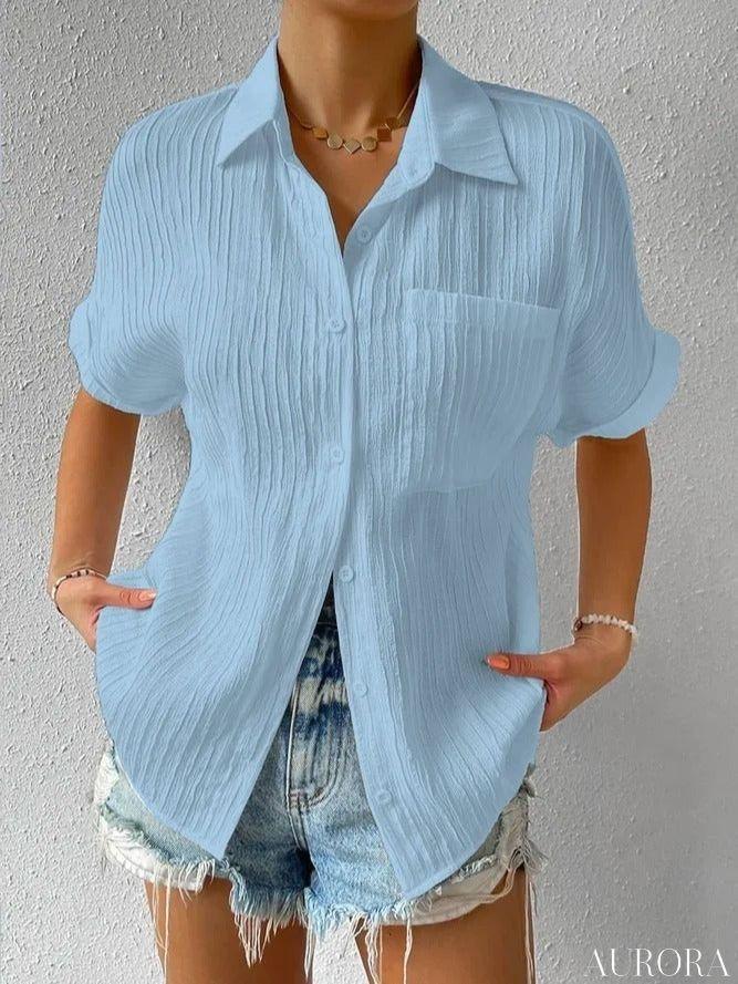 TILLFÄLLIGT 50% RABATT | Bettina™ - Skjortkrage Casual knäppt Lös blus - Image 4