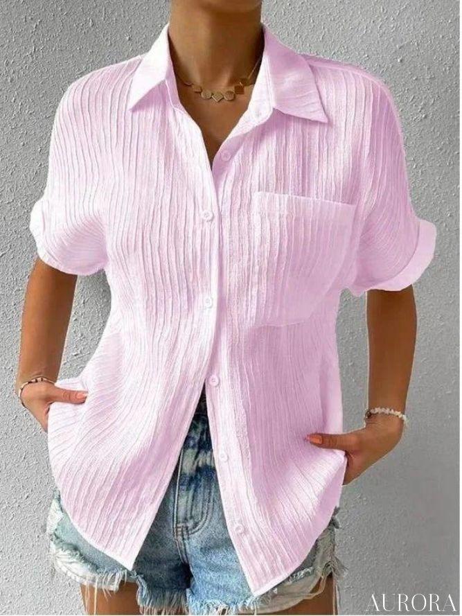 TILLFÄLLIGT 50% RABATT | Bettina™ - Skjortkrage Casual knäppt Lös blus - Image 5