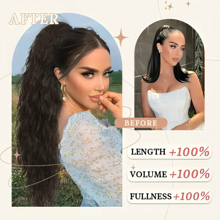 TILLFÄLLIGT 50% RABATT | ClipCurls™ | Lockig hårförlängning med hästsvans - Image 2