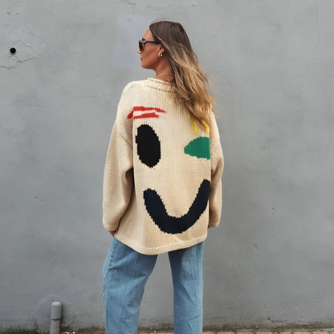 CozyJoy™ | Gladlynt smiley överdimensionerad tröja - Image 2