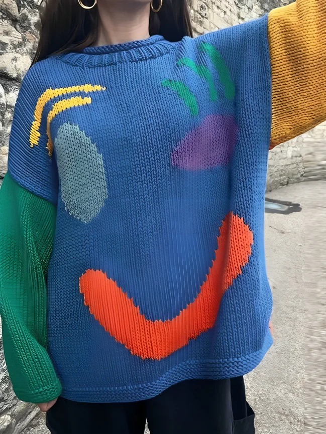 CozyJoy™ | Gladlynt smiley överdimensionerad tröja - Image 5