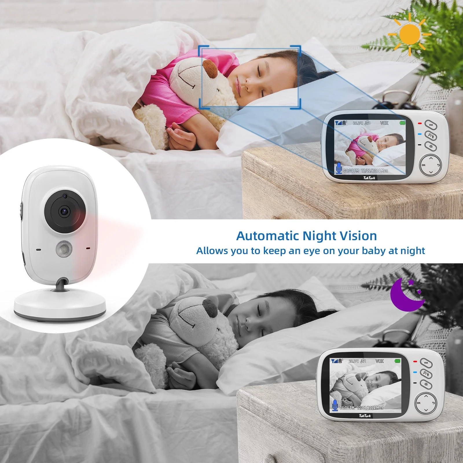 CradleView™ | Trådlös babymonitor med LCD-display och 2-vägs ljudsamtal - Image 5