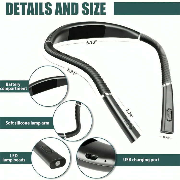 FlexiBeam™ | Flexibel handsfree LED-halslampa Läslampa - Image 6