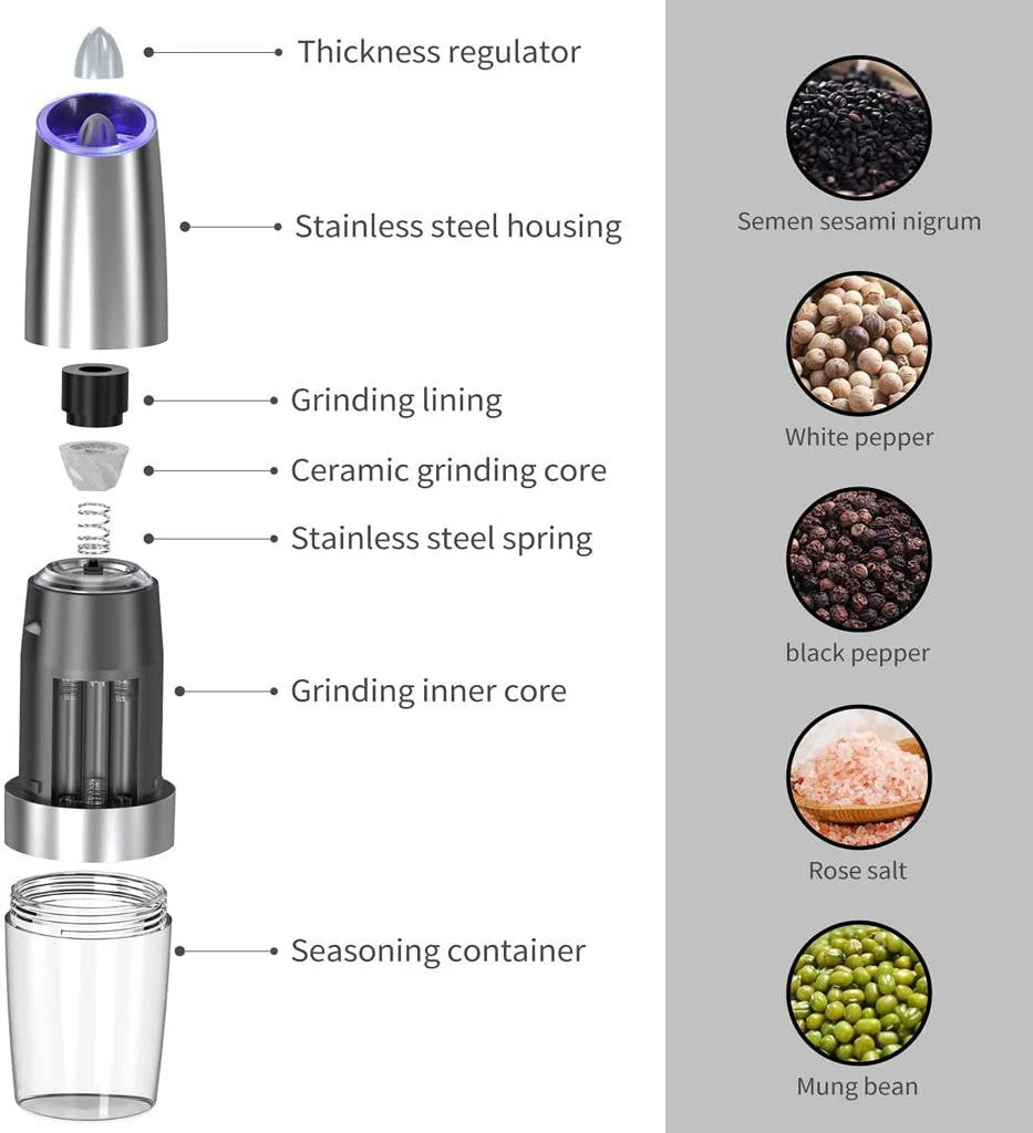 GraviMill™ | Automatisk elektrisk salt- och pepparkvarn med tyngdkraftssensor - Image 3