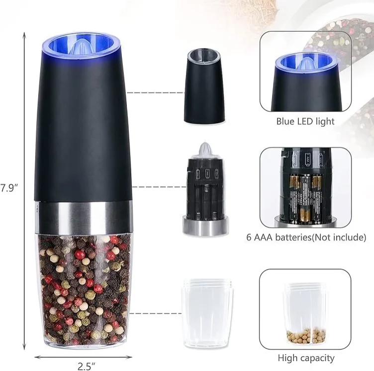 GraviMill™ | Automatisk elektrisk salt- och pepparkvarn med tyngdkraftssensor - Image 5