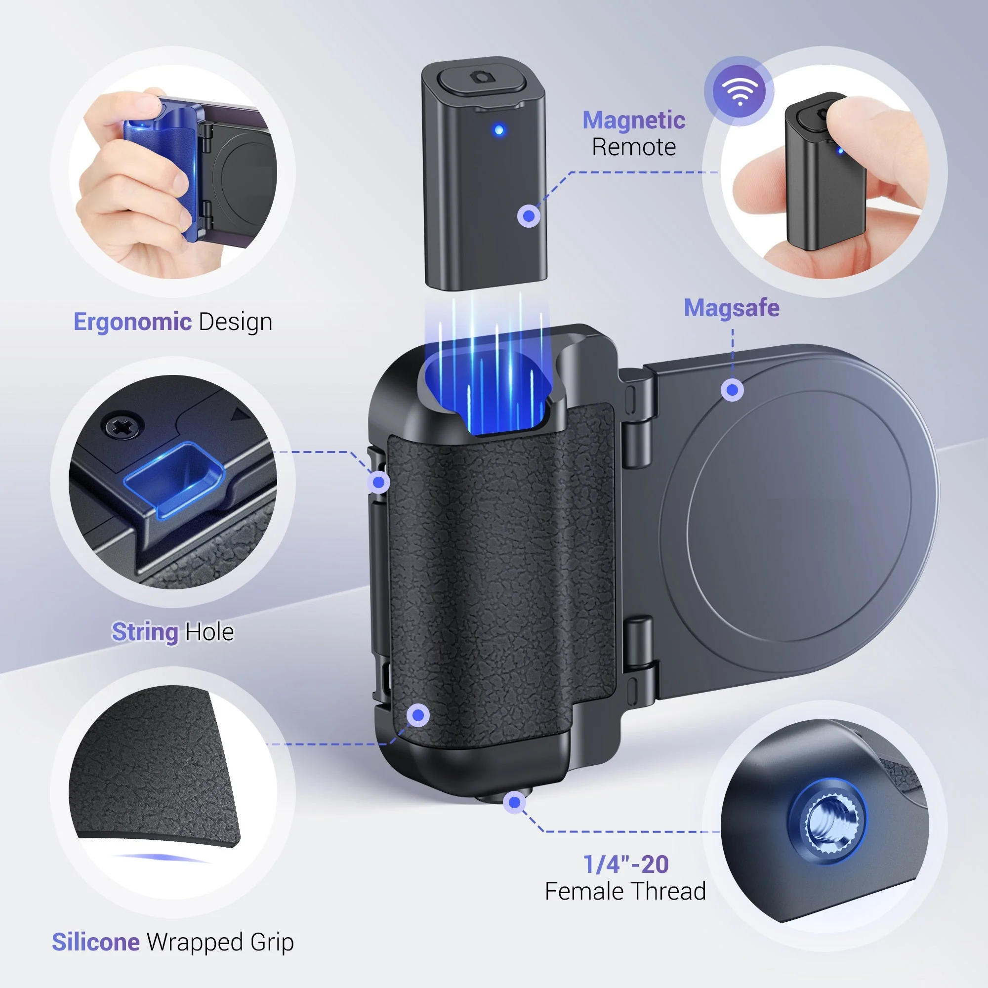 TILLFÄLLIGT 50% RABATT | GripShot™ | Magnetiskt telefongrepp Kamera - Image 2