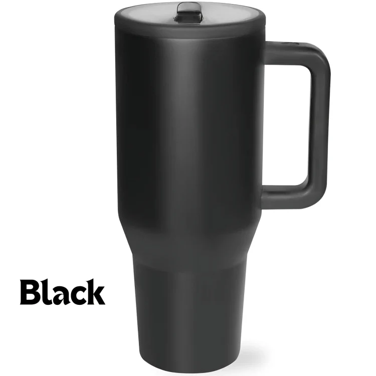 HydroMax™ | 40-oz isolerad drickmugg med handtag och nedfällbart gummisugrör - Image 18