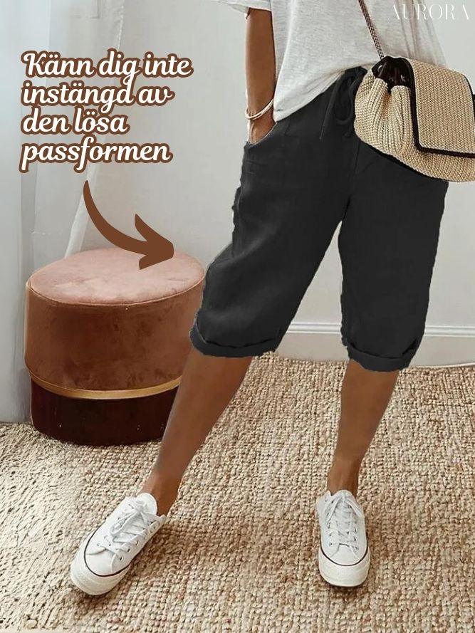 TILLFÄLLIGT 50% RABATT | Jenna™ | Bomull Linne Damshorts - Image 2