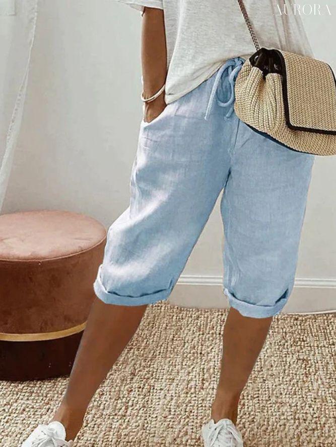 TILLFÄLLIGT 50% RABATT | Jenna™ | Bomull Linne Damshorts - Image 3