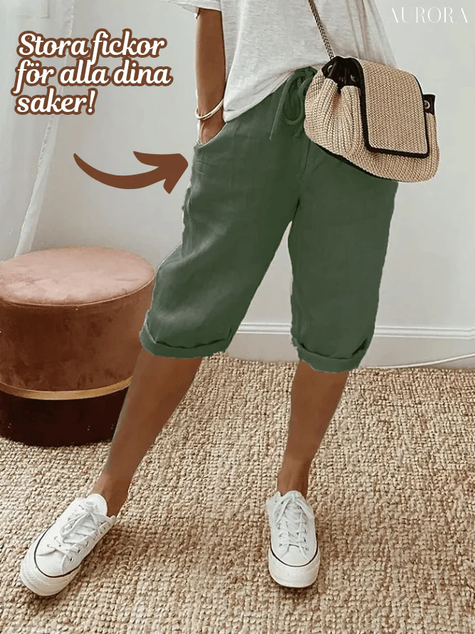 TILLFÄLLIGT 50% RABATT | Jenna™ | Bomull Linne Damshorts - Image 4