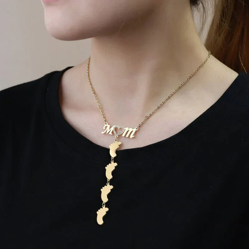 TILLFÄLLIGT 50% RABATT | LittleSteps™ | Personligt baby fot namn halsband - Image 4