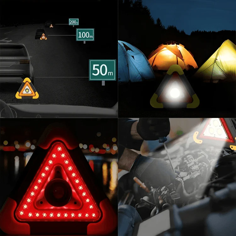 TILLFÄLLIGT 50% RABATT | RoadSafe™ | Solcellsdriven triangulär nödsignallampa - Image 2