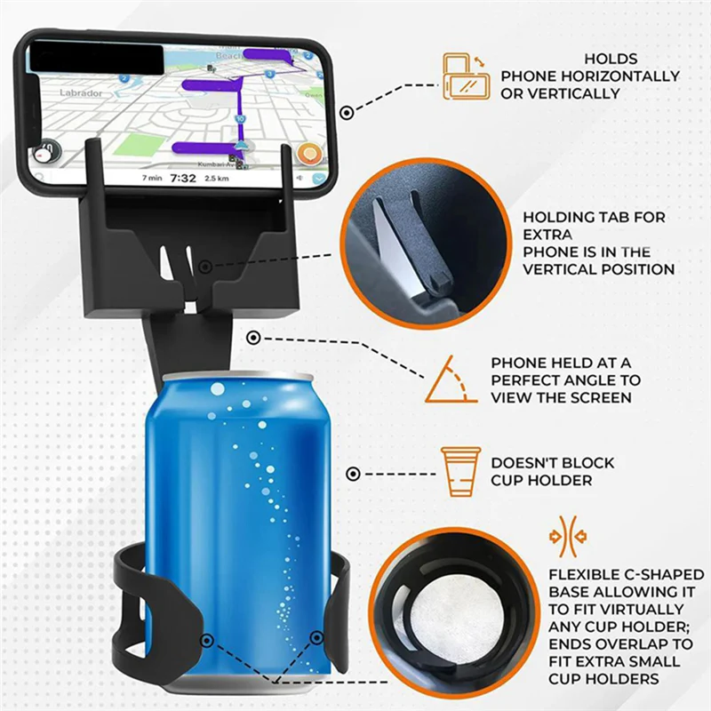 SipNHold™ | 2-i-1 mobiltelefon- och mugghållare för bilen - Image 4