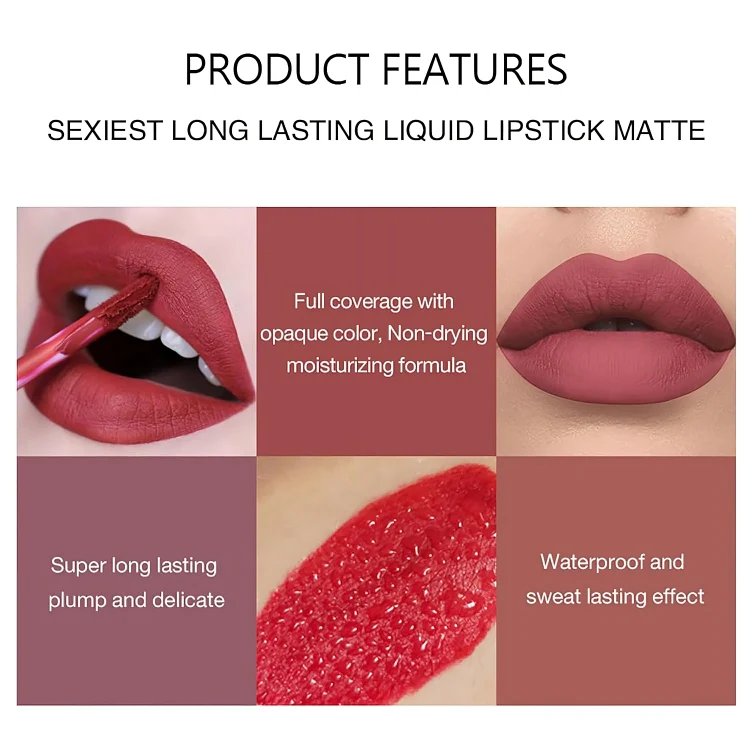 TILLFÄLLIGT 50% RABATT | VelvetKiss™ | Matte flytande läppstift kit - Image 3